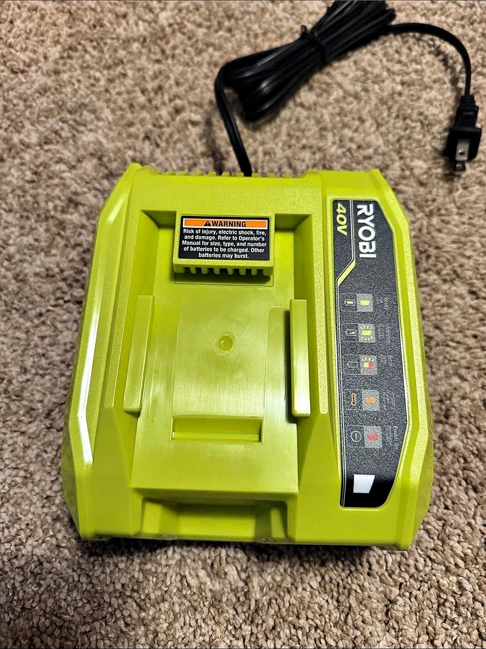 Ryobi 40V Battery Charger Green & Black